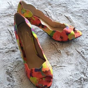 Scallop Peep Toe Heels